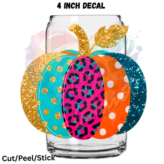 Preppy Glittery Pumpkin UV DTF Decal