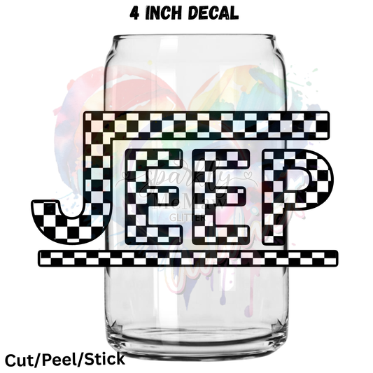 J Checkered UV DTF Decal