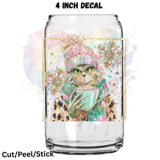 Coffee G r i n c h UV DTF Decal