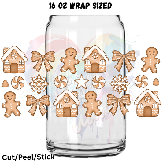 Merry Christmas Gingerbread 2 UV  DTF 16 Oz wrap