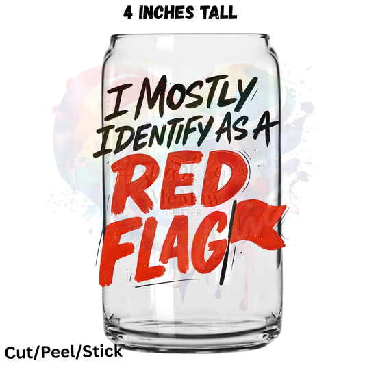 Identify as a red Flag UV DTF Decal