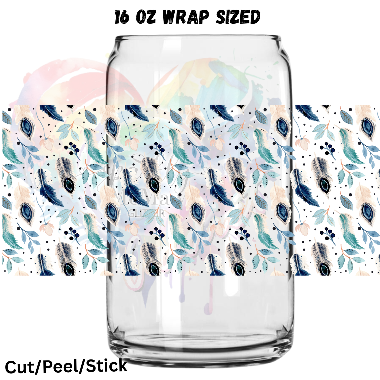 Winter feathers UV DTF 16 Oz wrap