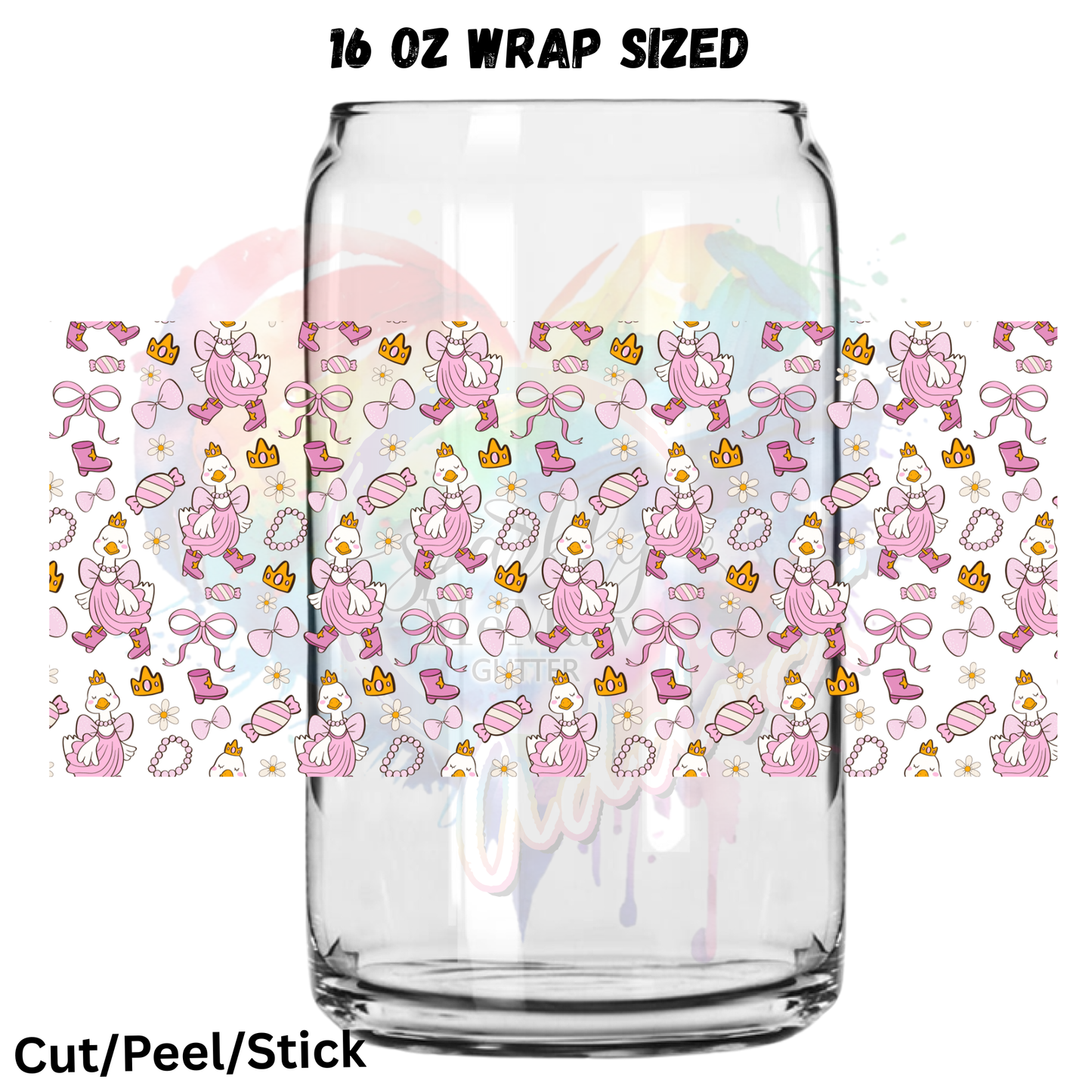 Silly Goose and Bows UV DTF 16 Oz wrap