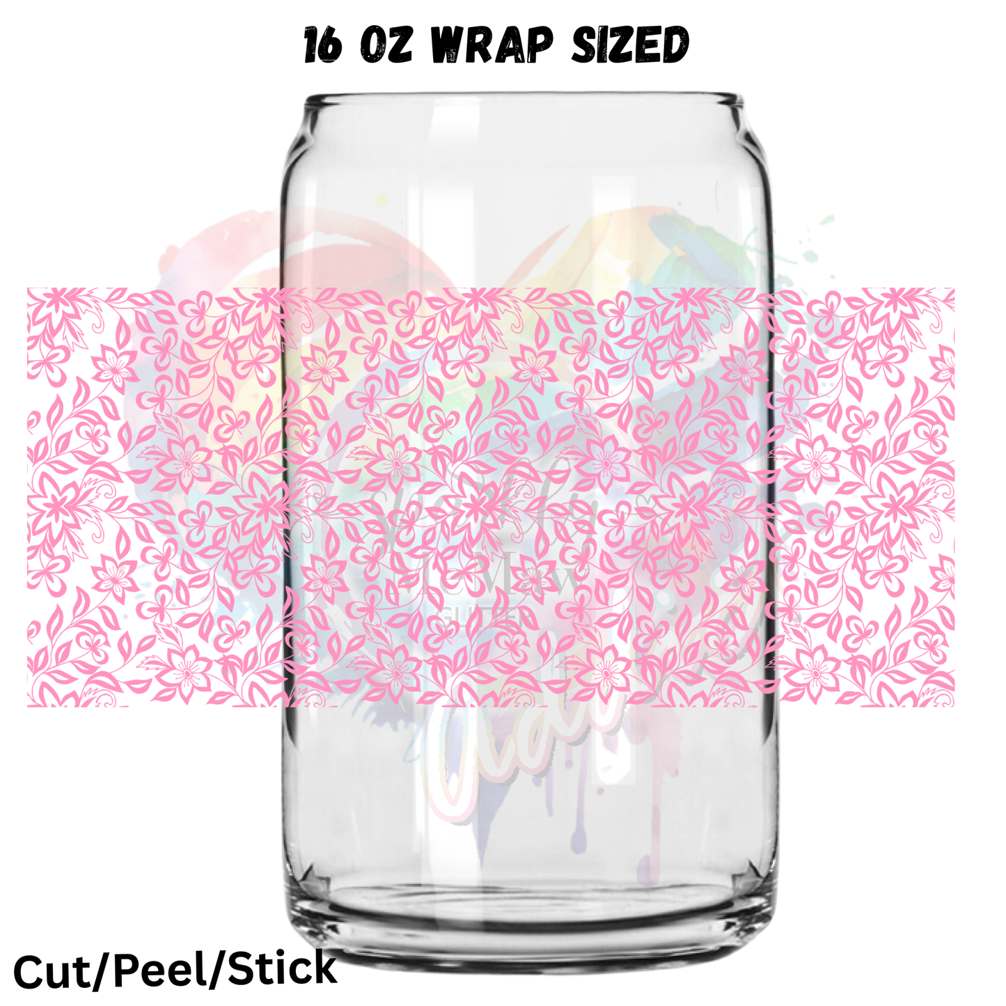 Pink Flowers 3 UV DTF 16 Oz wrap