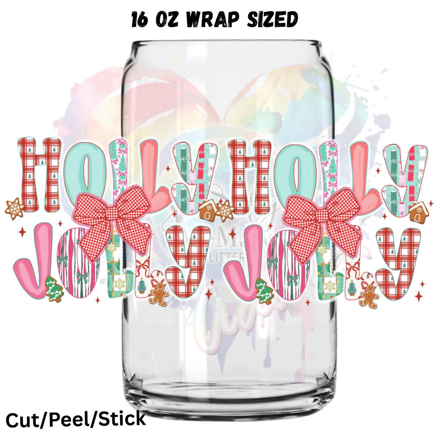 Holly Jolly UV DTF 16 Oz wrap