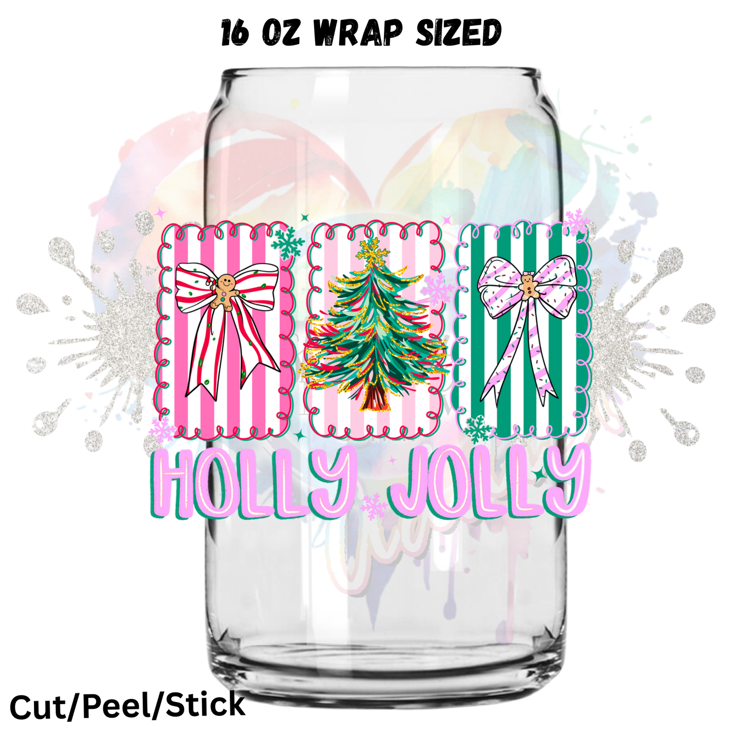 3 Holly Jolly UV DTF 16 Oz wrap