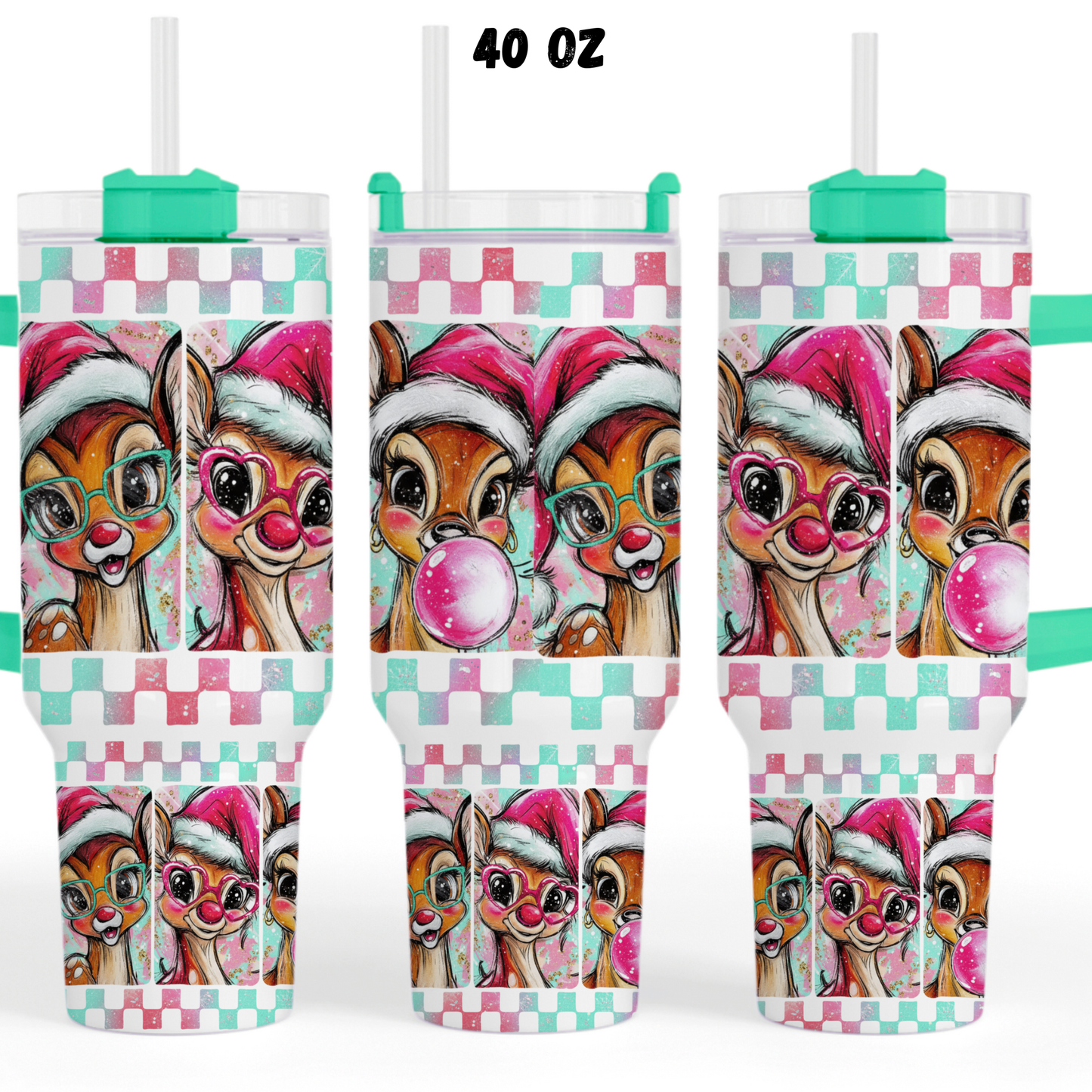 Reindeer Bubbles UV DTF 40 oz wrap
