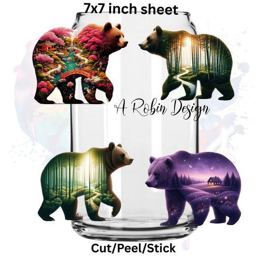 LandScape Bears 1  UV DTF  Sheet 7x7