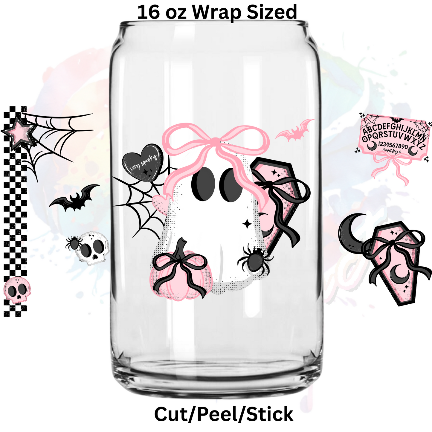 Pink Ghost UV DTF 16 oz Wrap
