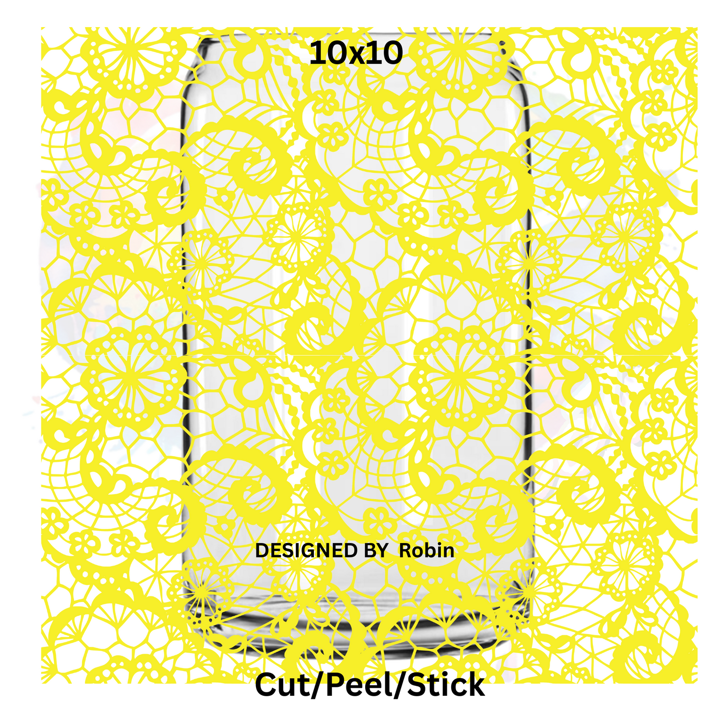 Yellow Lace UV DTF Sheet 10x10