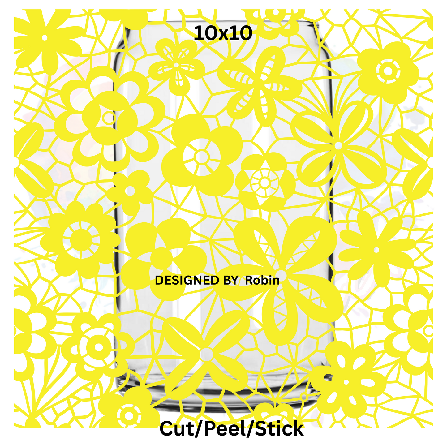 Seamless Yellow Lace UV DTF Sheet 10x10