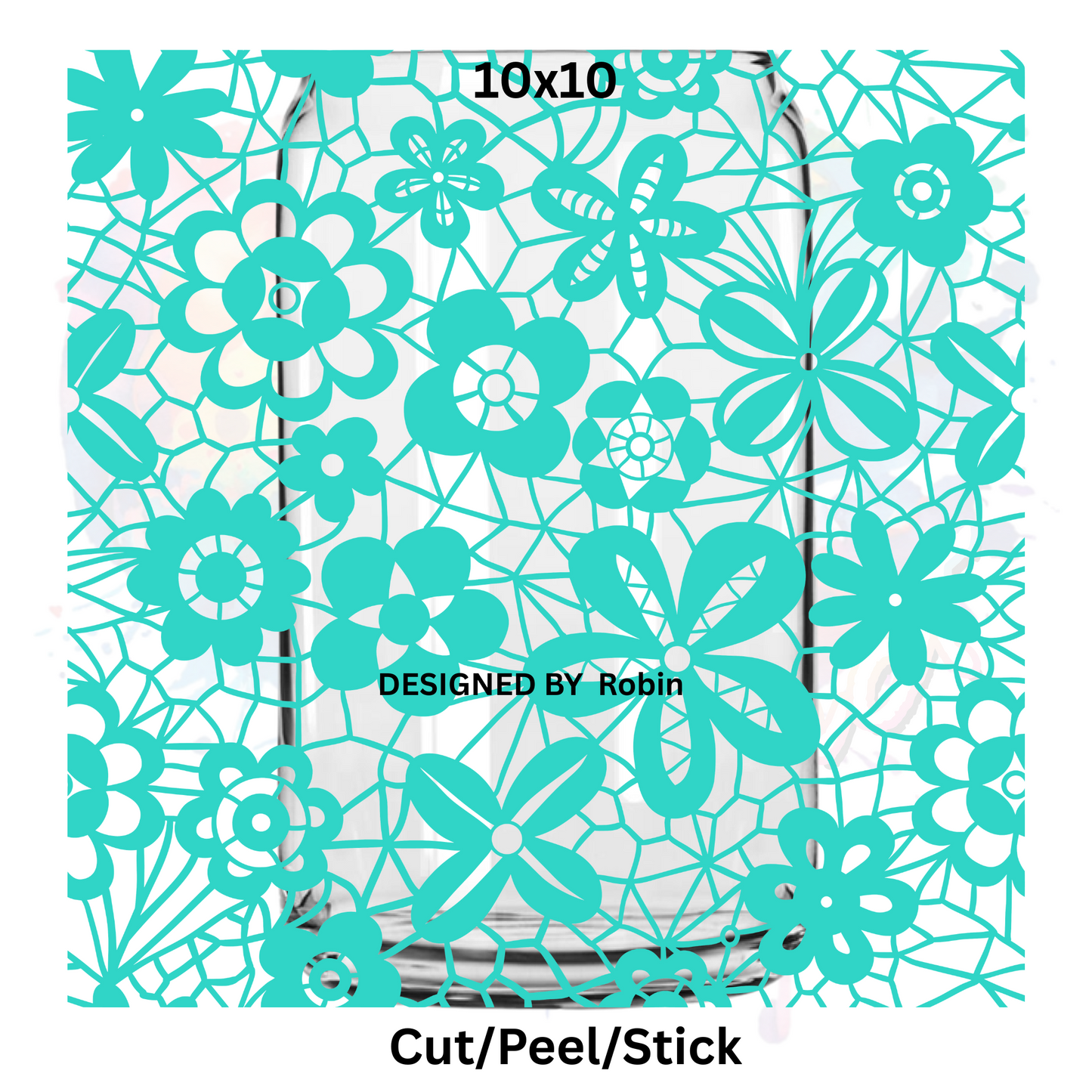 Seamless Turqoise lace UV DTF Sheet 10x10