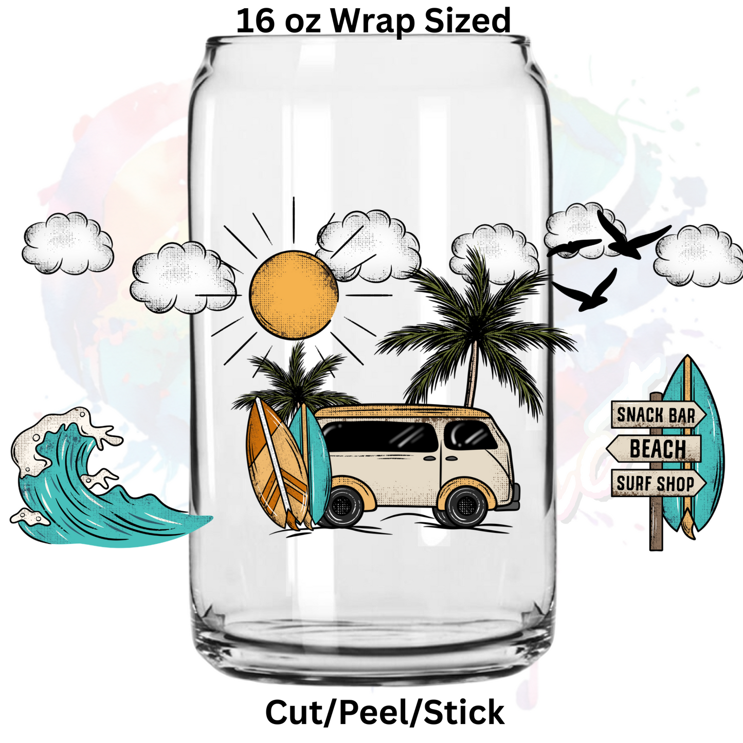Summer Van UV DTF 16 oz Wrap