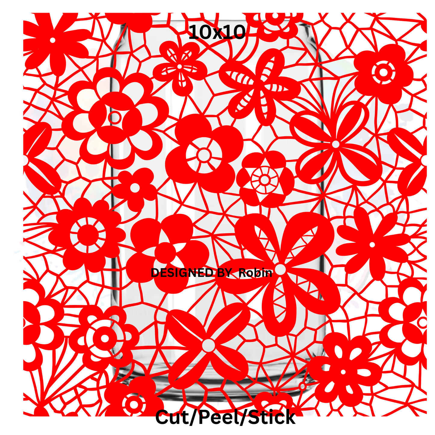 Seamless Red Lace UV DTF Sheet 10x10