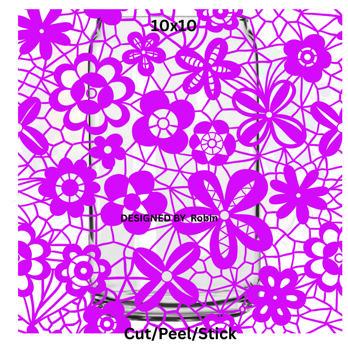 Seamless Purple Lace UV DTF Sheet 10x10