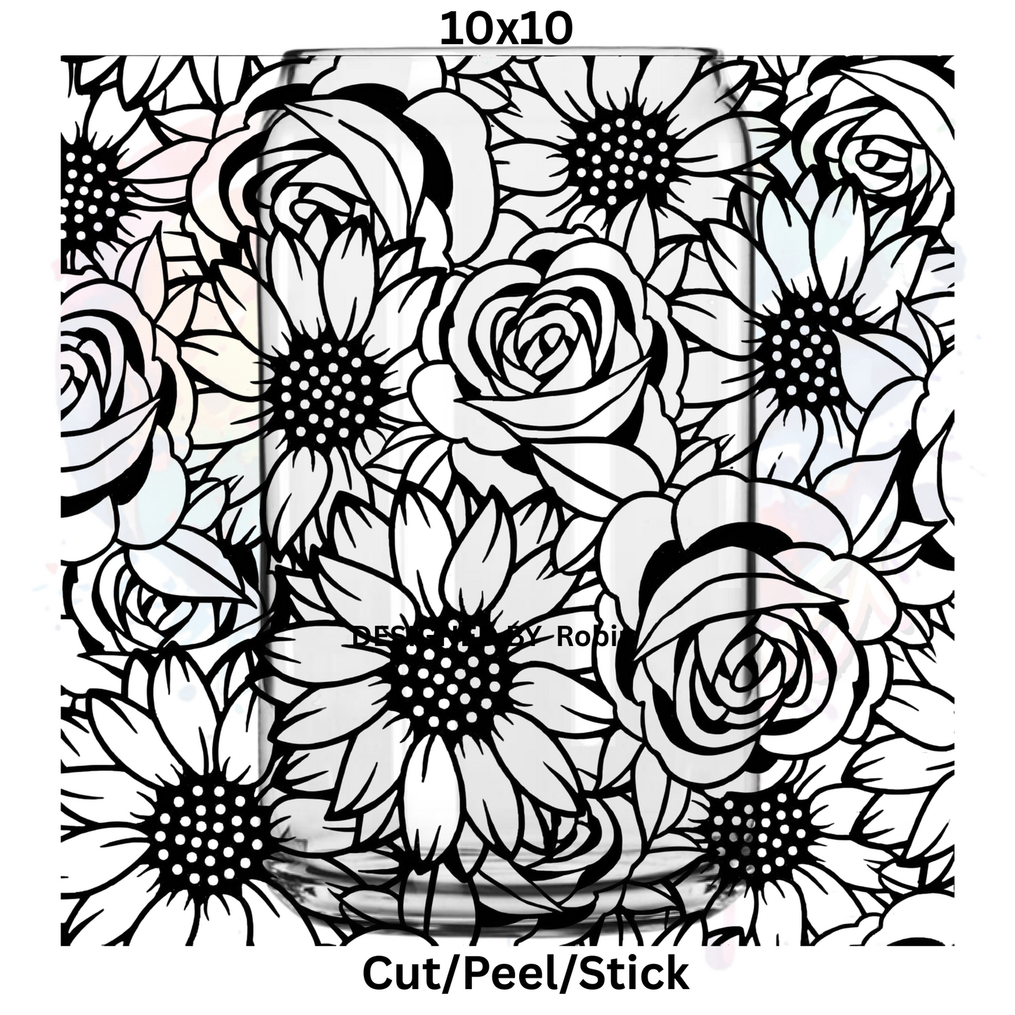 Roses and Sunflowers UV DTF Sheet 10x10