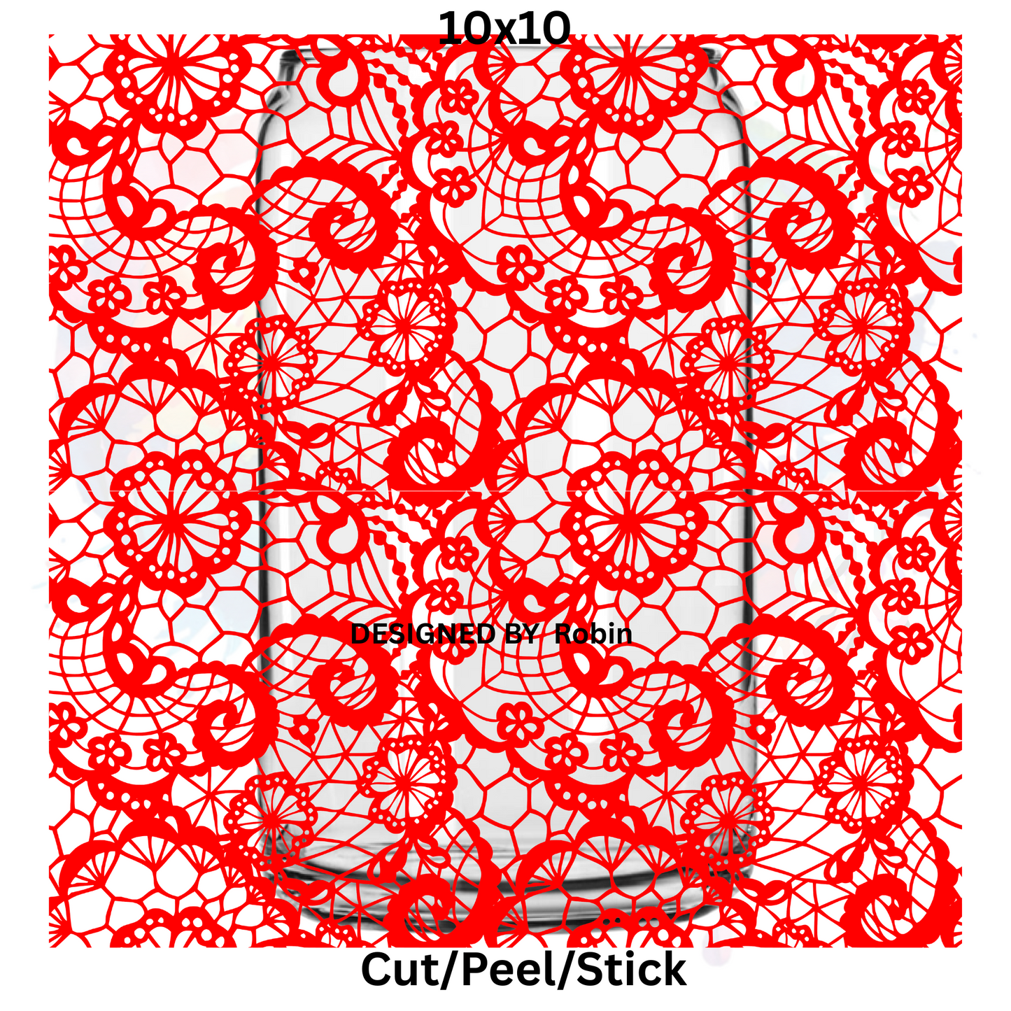 Red Lace UV DTF Sheet 10x10