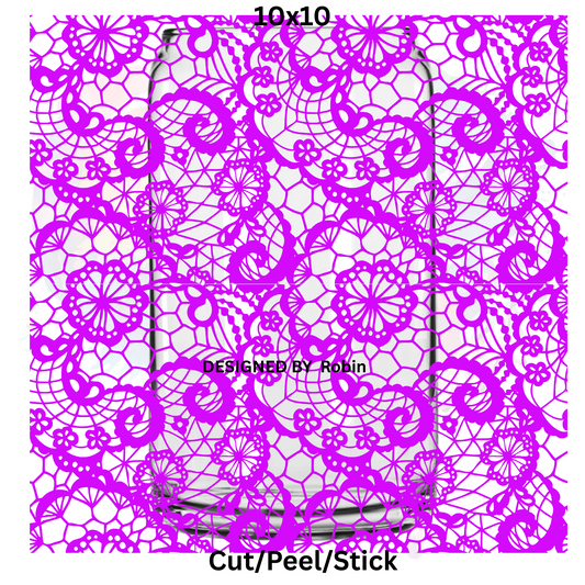 Purple Lace UV DTF  Sheet 10x10