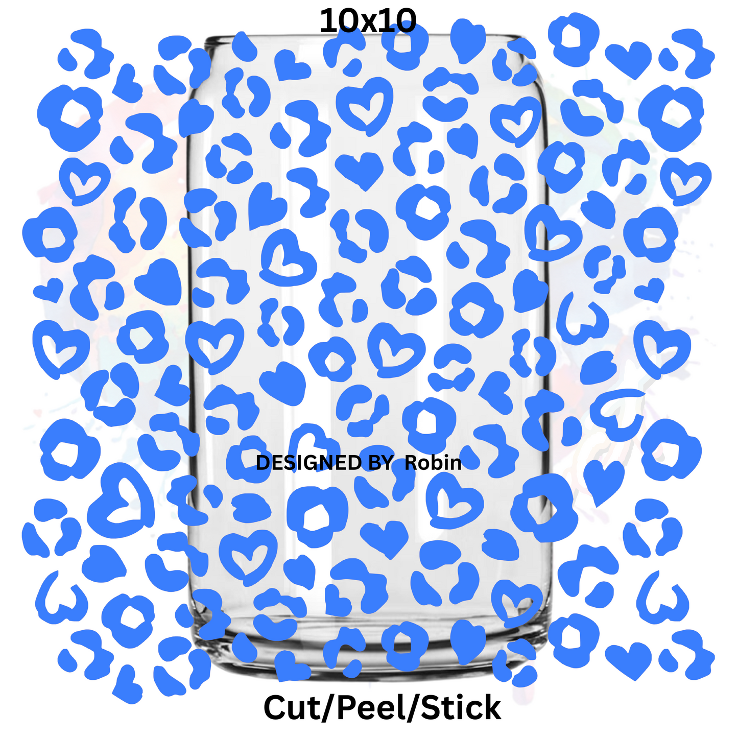 Blue Leopard UV DTF Sheet 10x10