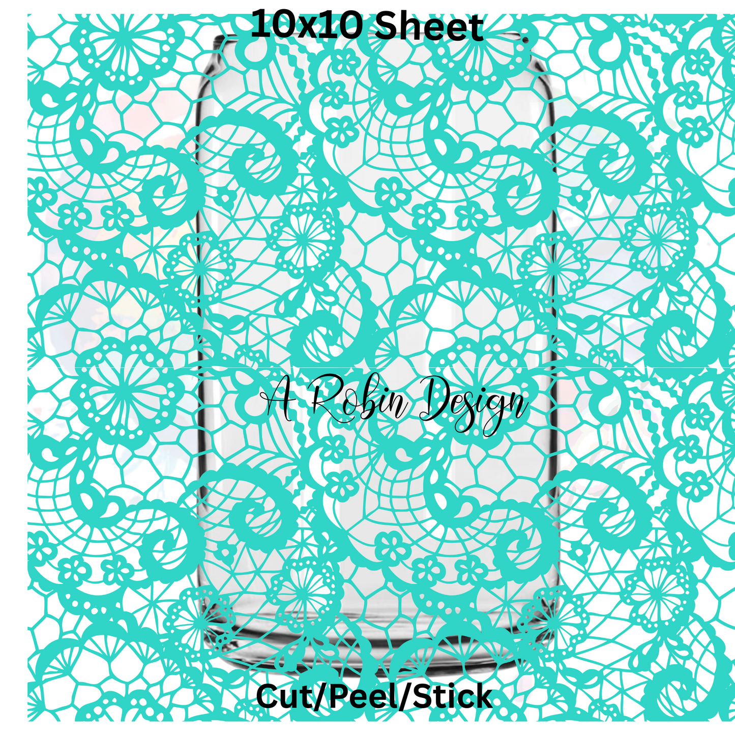 Turquoise lace UV DTF Sheet 10x10