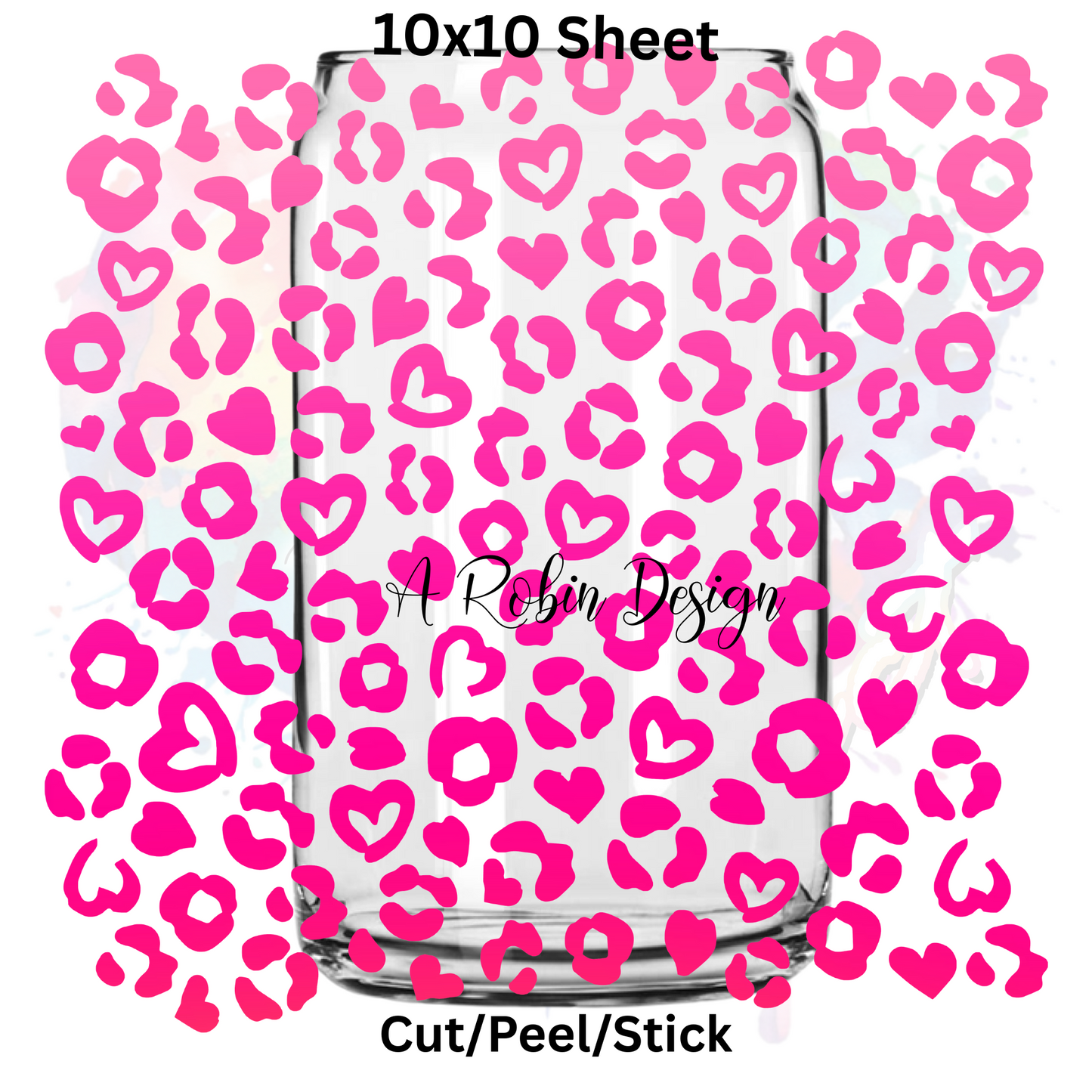 Pink Leopard UV DTF Sheet 10x10