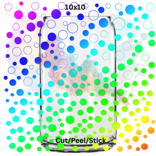 Rainbow Polka Dots  UV DTF  Sheet 10x10