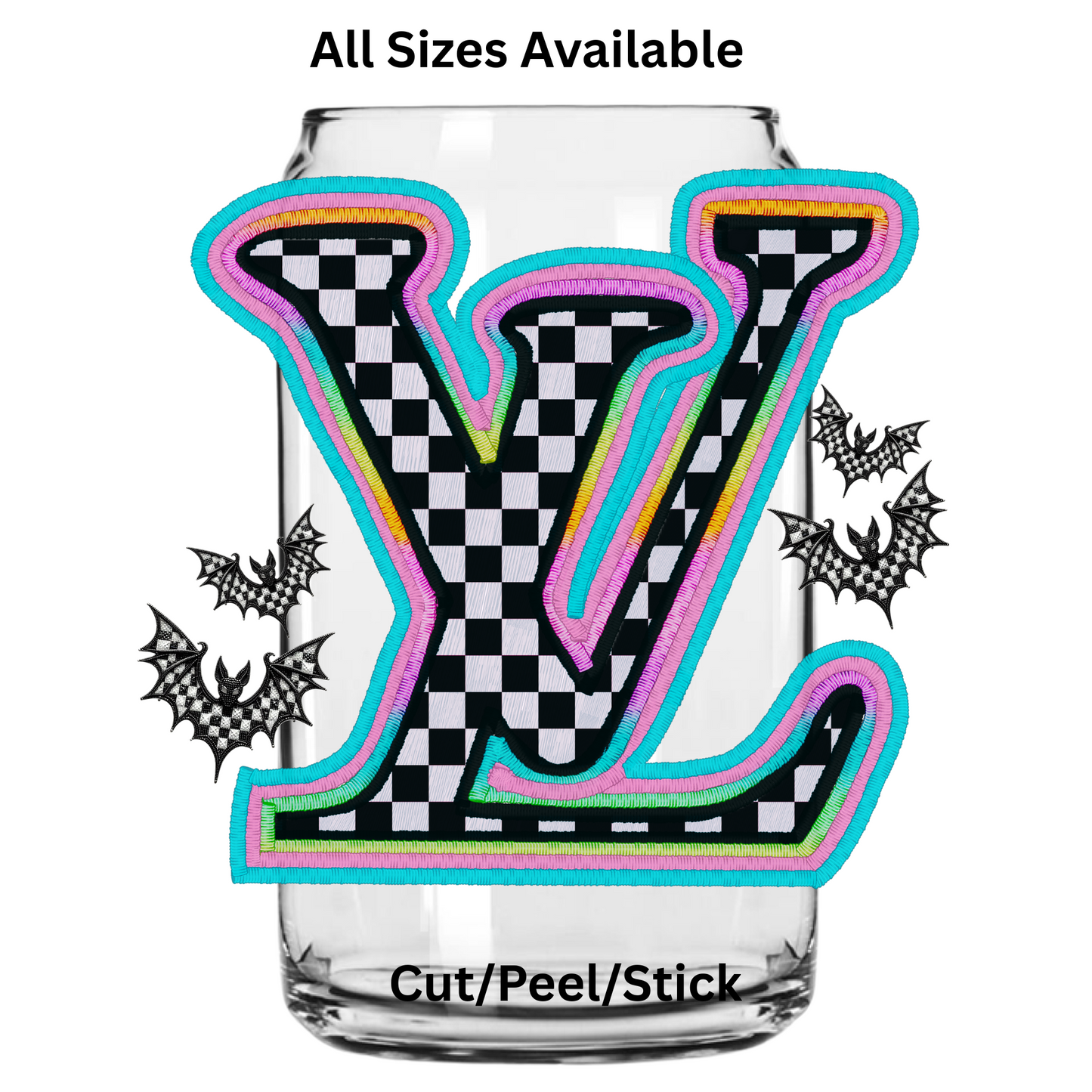 Checkered Boujee with bats UV DTF Decal UV DTF Decal