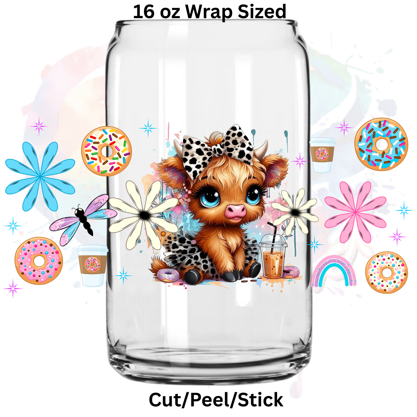 Cutie Cow 3 UV DTF 16 Oz wrap