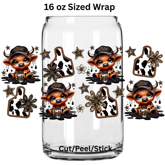 Leopard Boujee Cow 1 UV  DTF 16 Oz wrap