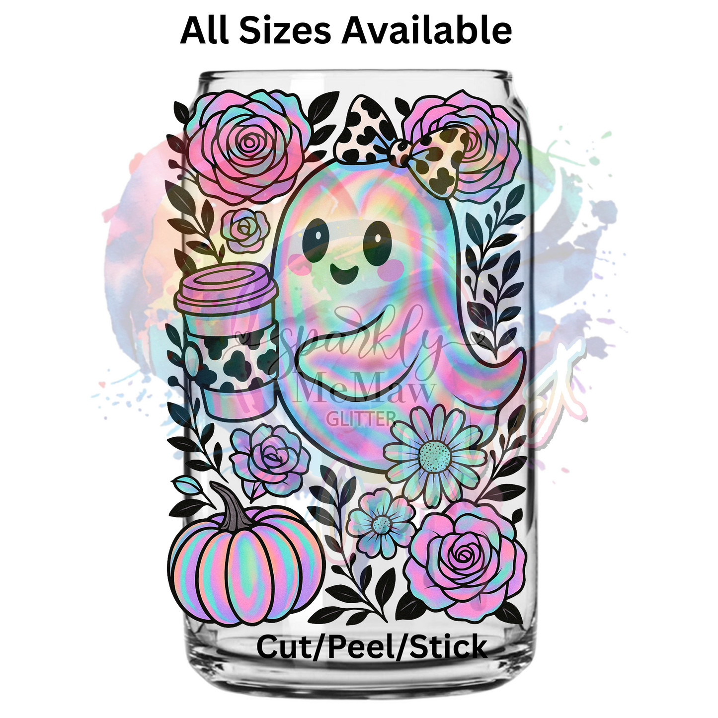 Pink Flowers Ghost UV DTF Decal