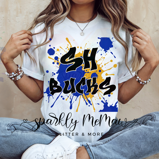 SH BUCKS PAINT SPLATTER  Ready to Press DTF Transfer (Fabrics only)
