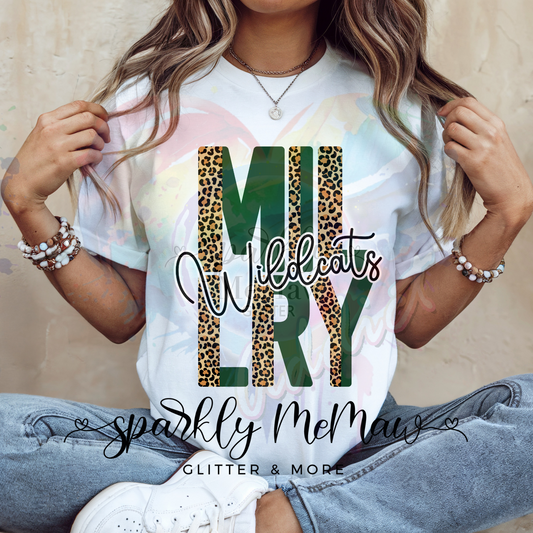 Millry Wildcats Leopard Words  Ready to Press DTF Transfer (Fabrics only)