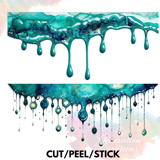 Turquoise 2  UV DTF Drips (10 inches wide) 2 Piece set