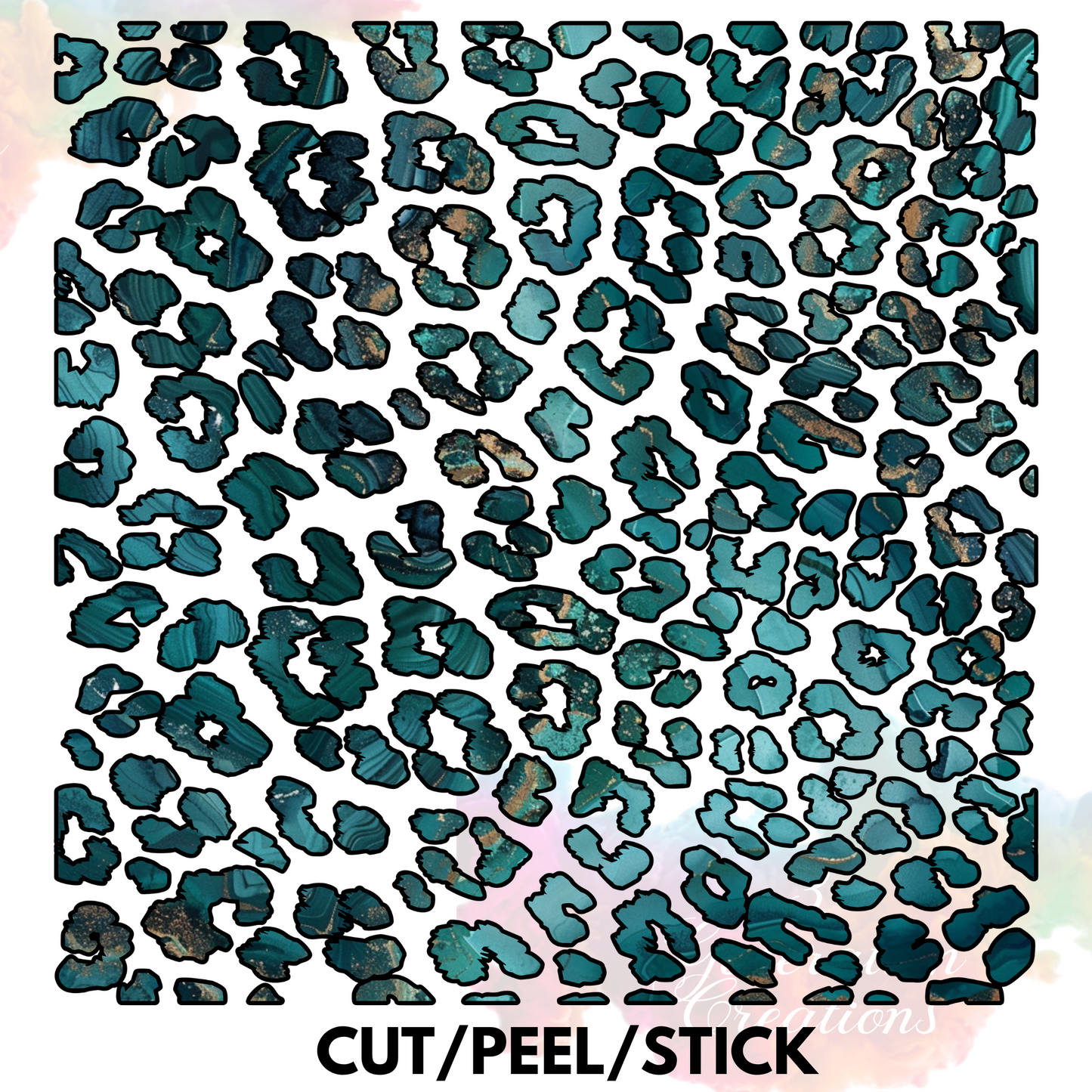 Jagged Edge Teal Leopard UV DTF 10x10 sheet