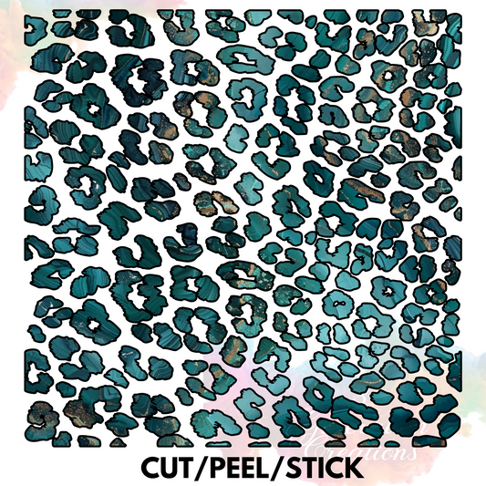 Jagged Edge Teal  Leopard UV DTF 10x10 sheet