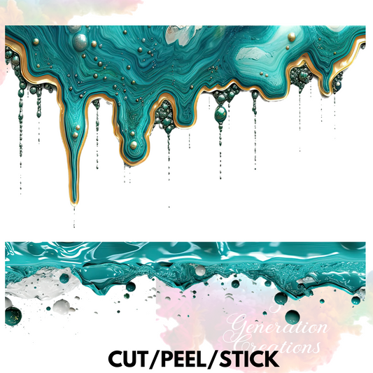 Turquoise Drip 1 UV DTF Element Sheet 10 inches