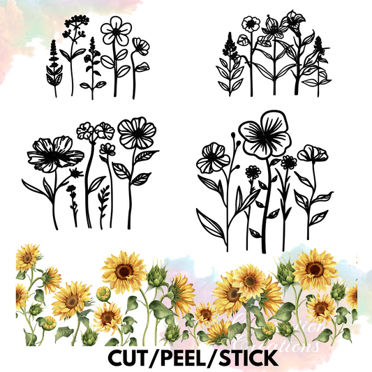 Element and Sunflower Border  UV DTF  Sheet 10x10