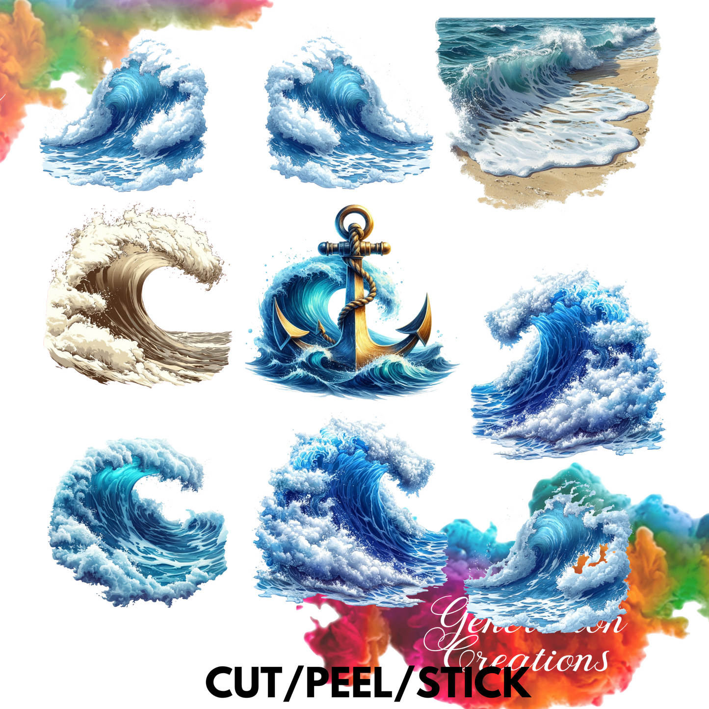 Ocean Waves UV DTF Sheet 10 x 10