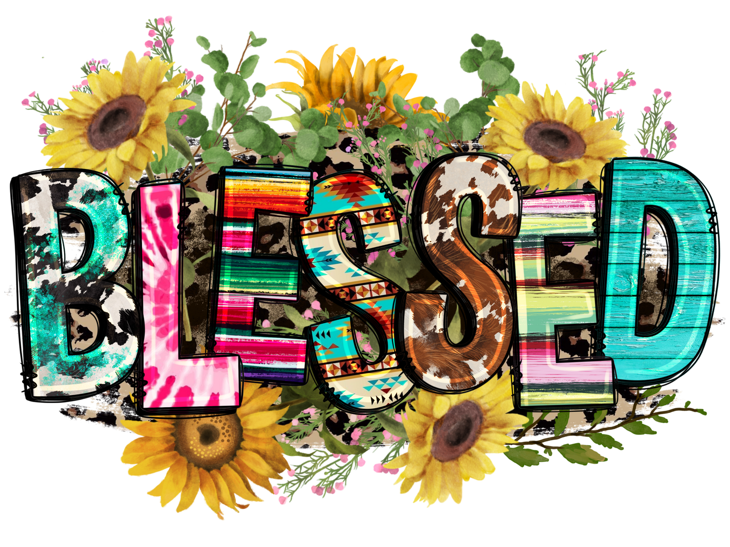 Blessed Western UV Decal 4 inches wide