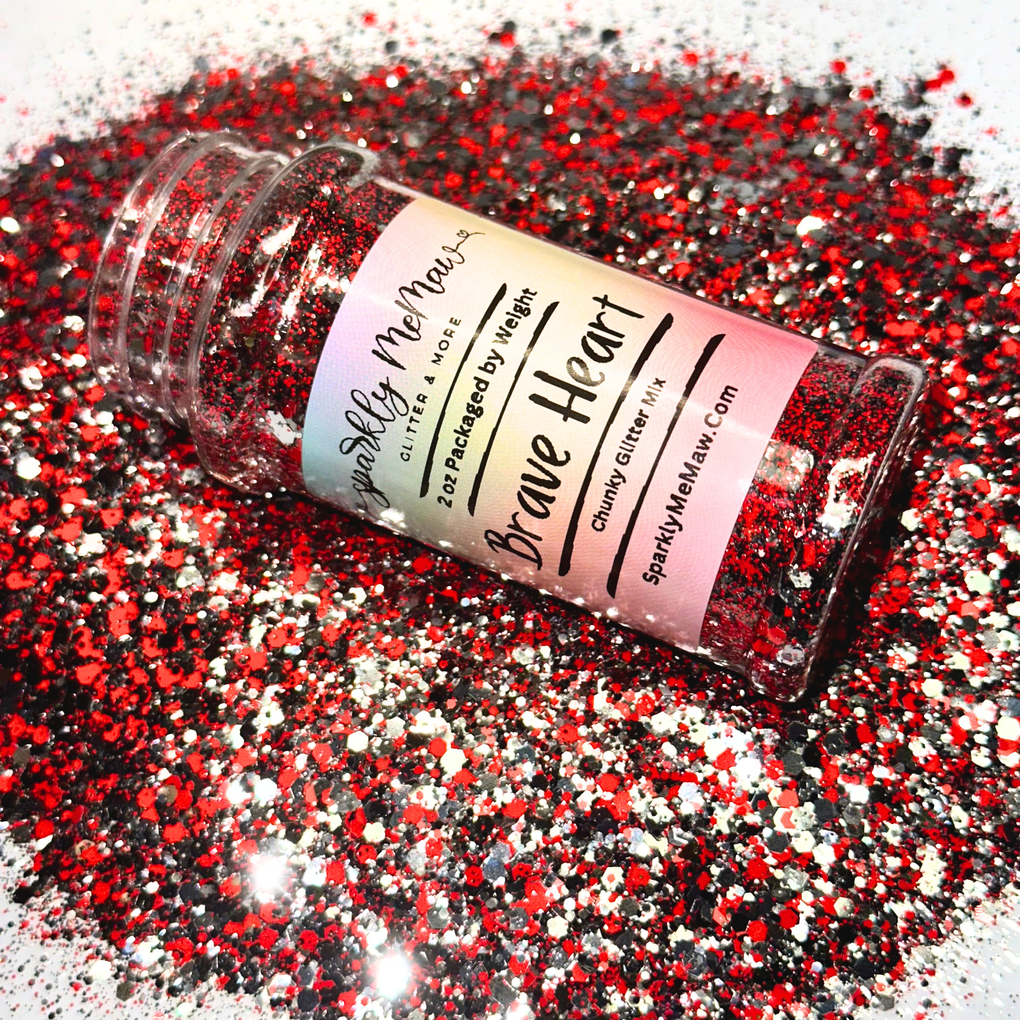 BRAVE HEART Red and Silver Mini Chunky Metallic Mix Glitter