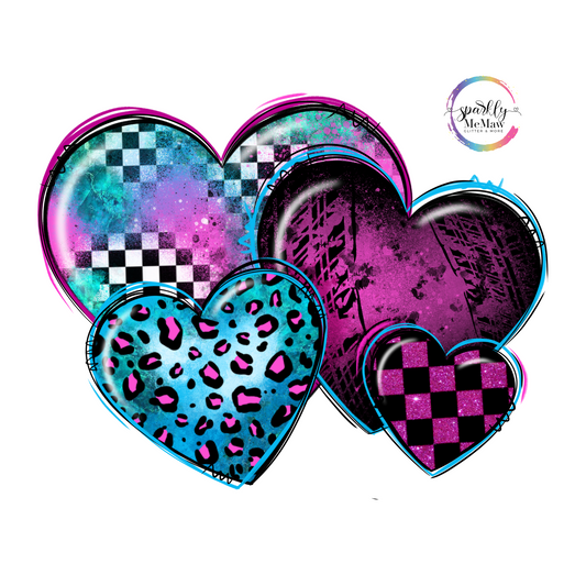 Race Heart UV DTF Decal 3.5 inches