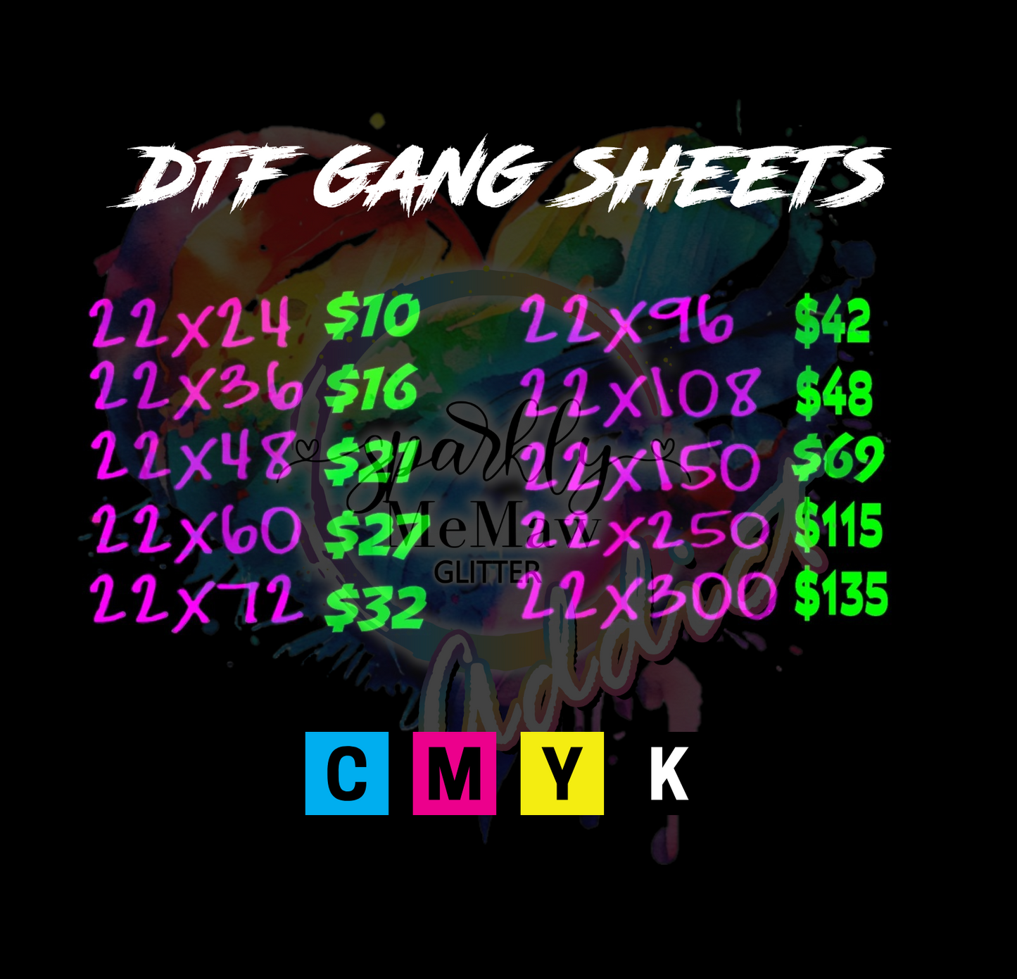 DTF GANG SHEETS (LIMITED TIME PRICING) (fabrics only)
