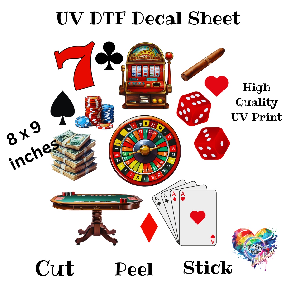 Poker UV DTF Decal Sheet