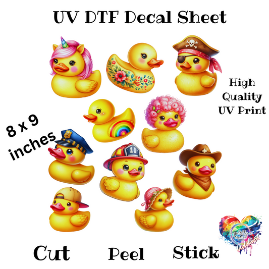 Rubber Duckies UV DTF Decal Sheet