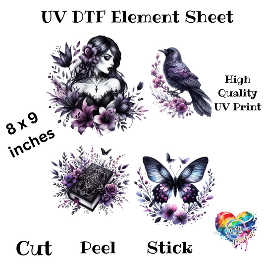 Purple Gothic UV DTF Element Sheet