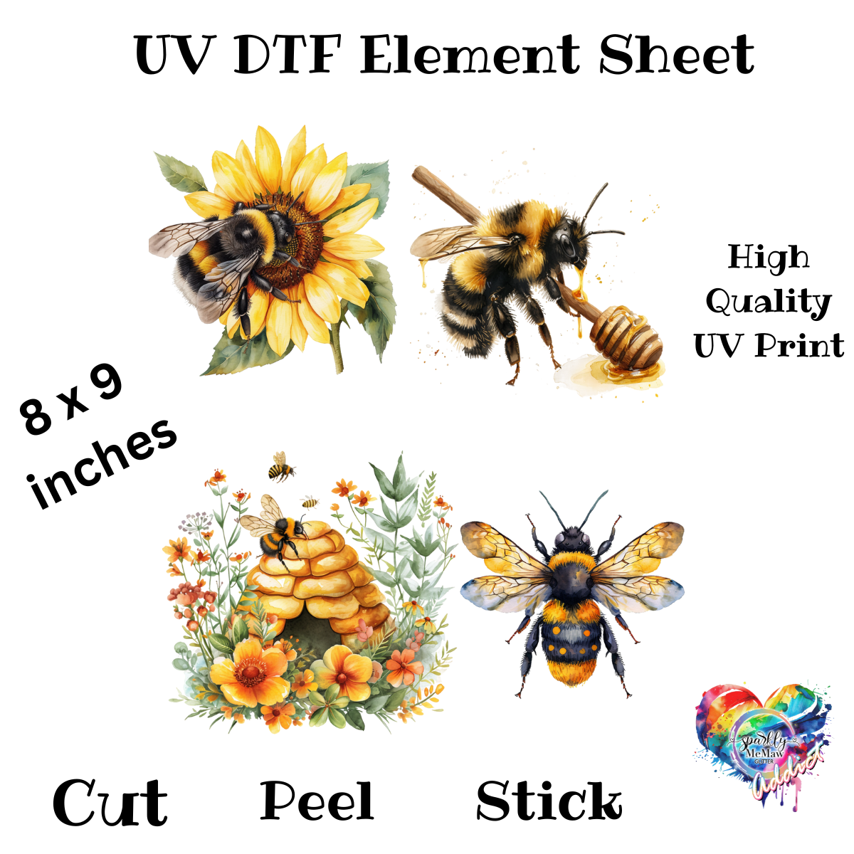 Honey Bee UV DTF Element Sheet