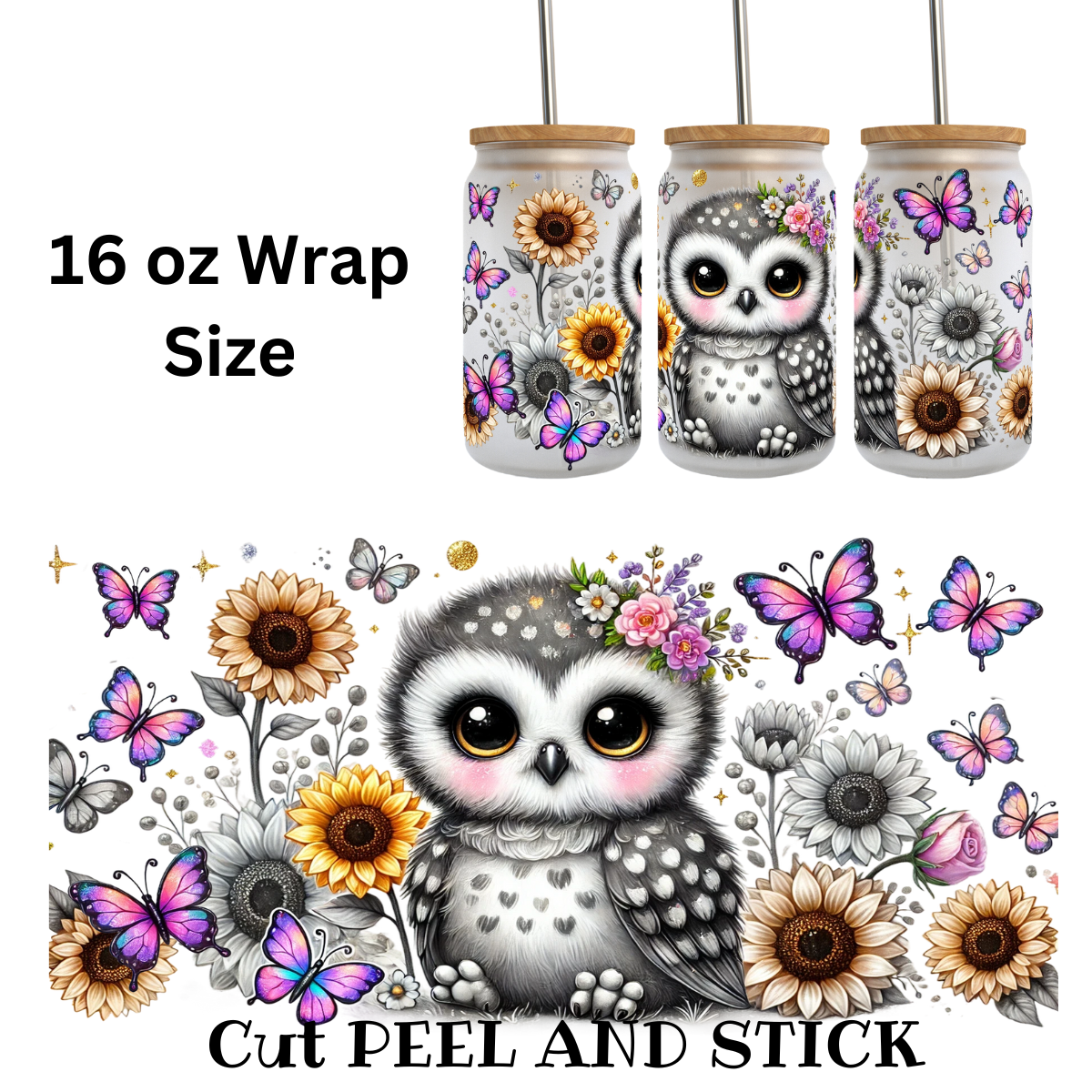 Cute Owl UV DTF Wrap