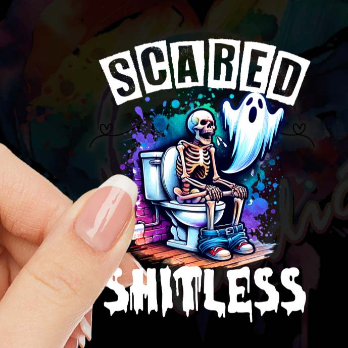 Scared Shitless in White UV DTF Decal
