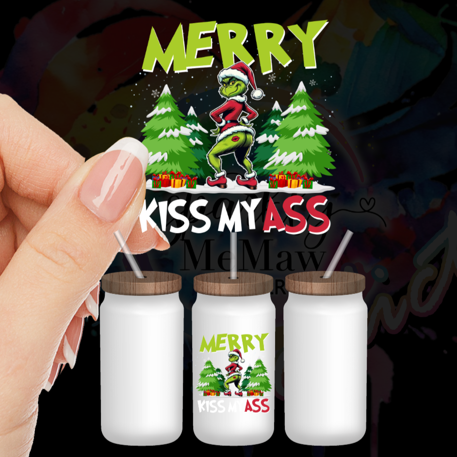 Merry Kiss My A$$ UV DTF Decal