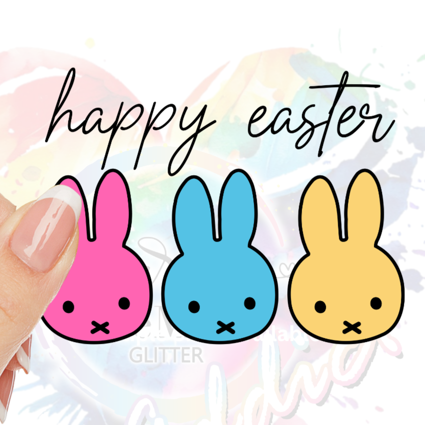 Happy Easter Bunnies UV DTF Decal